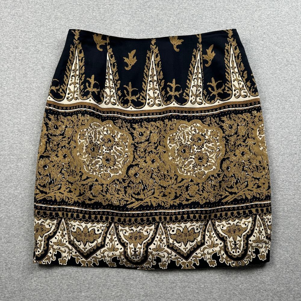 Vintage L'Amadei Wrap Skirt 10 Black Brown Floral Fairy Cottage Y2K 90s